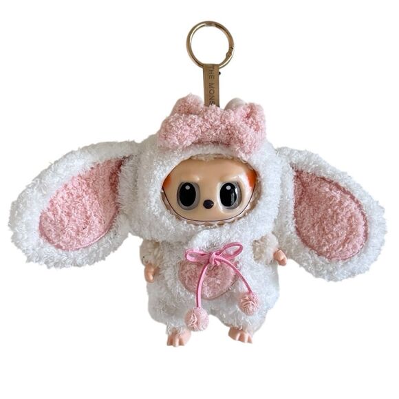 Bunny Outfit for Labubu 2 Piece set Pink/White Plush - Picture 1 of 7
